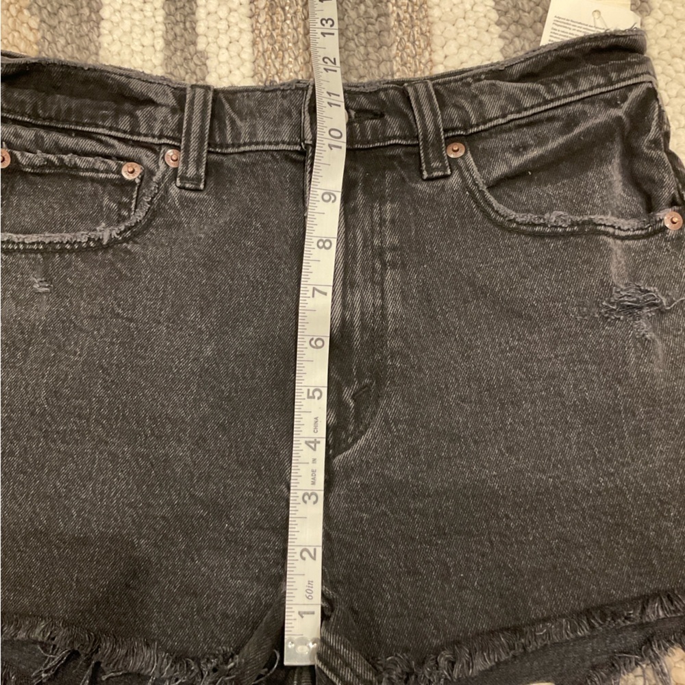 NWT Abercrombie & Fitch Distressed Mini Short Fringe Zip Fly Black Size 27 - Picture 10 of 16